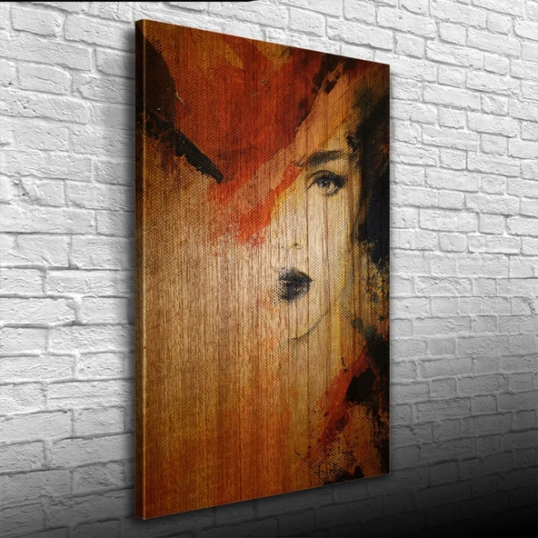 Kahve Tonlarda Kadın Portresi Kanvas Tablo 50 x 70 - Resim 3
