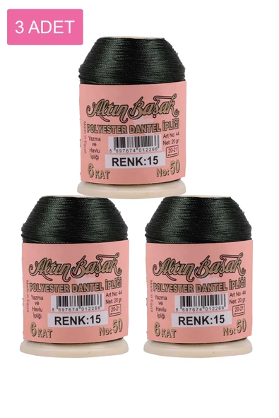 3 Adet Altınbaşak Oya ve Dantel İpi 20 gr - No: 015
