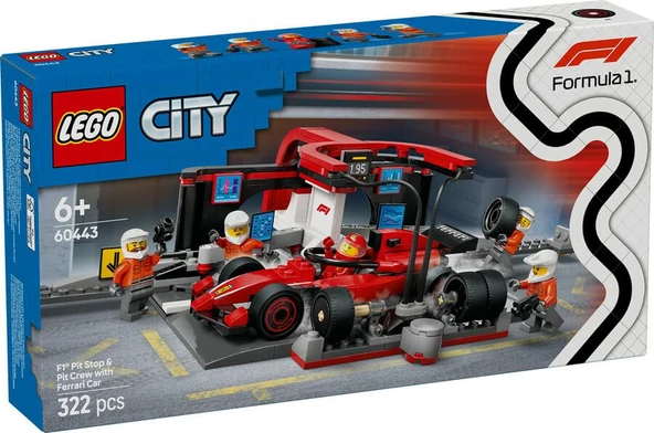 LEGO City 60443 F1 Pit Stop and Pit Crew with Ferrari Car