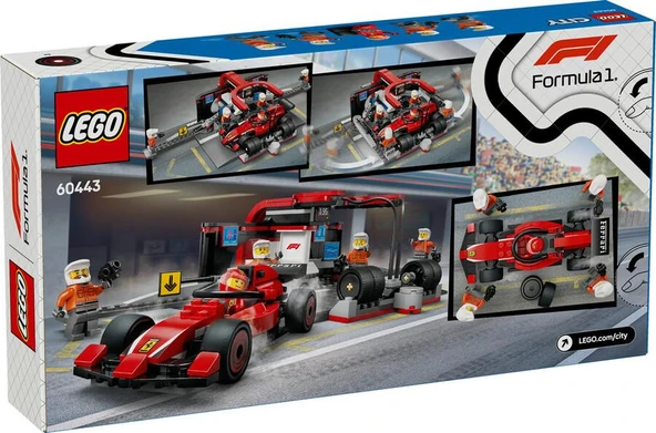 LEGO City 60443 F1 Pit Stop and Pit Crew with Ferrari Car - 2