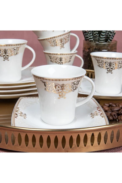 Güral Porselen Carolıne 6 Kişilik Türk Kahvesi Takımı GBSCR12KT8405686 - 3