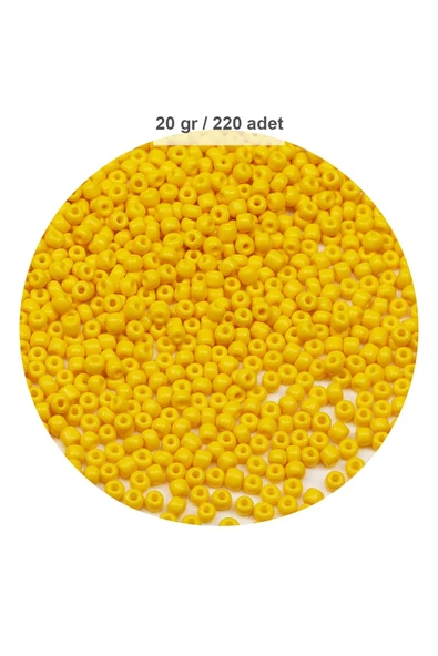Sarı Renk 4 mm Yaklaşık 220 adet/20 gram Cam Boncuk Oya Yazma Bileklik ve Kolye - 1