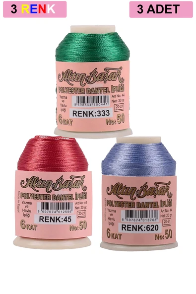 3 Adet Altınbaşak Oya ve Dantel İpi 20 gr - No: 045 - 620 - 333