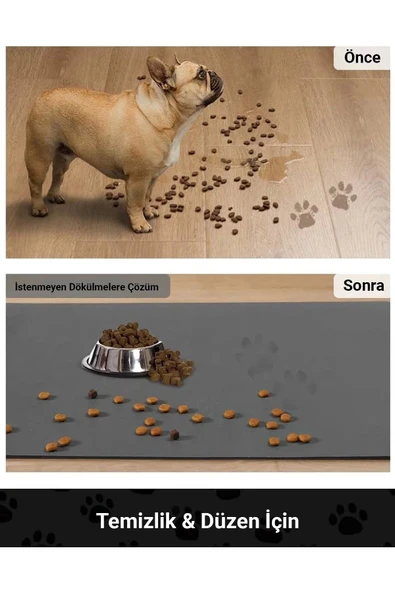MAtGo Pati Süper Mood Deri Ne Kadar Mama O Kadar Miyav Pembe Beslenme Matı Kedi Köpek Mama Paspası 50x70cm - 4
