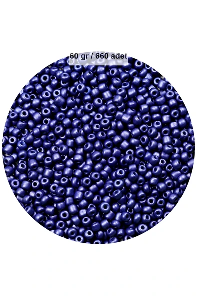 Lacivert Renk 4 mm Yaklaşık 660 adet / 60 gram Cam Boncuk Oya Yazma Bileklik ve Kolye - 1