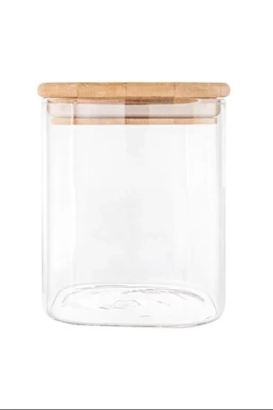 Bambu Kapaklı Cam Kavanoz Saklama Kabı 8,5x6 cm BLS6580