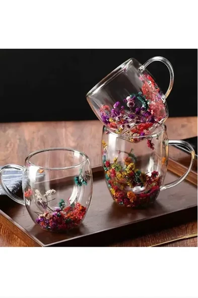 350 Ml Büyük Cidarlı Çiçekli Bardak 1 Adet 1384 ürün görseli 1