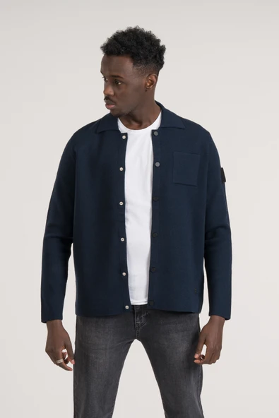 Yakalı Çıtçıt Kapamalı Tek Cepli Slimfit Polyamid Karışımlı Ceket Gömlek - Resim 2