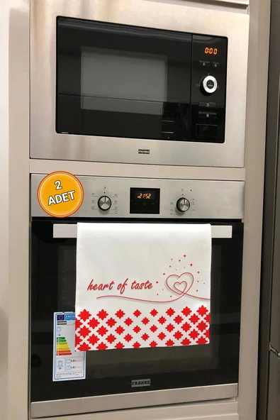 Valerine Life Lezzetin Kalbi Kırmızı Mutfak Kurulama Fırın Beyaz El Havlusu %100 Pamuklu 35x50cm 2 Adet