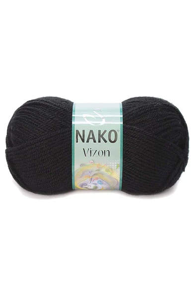1 Adet Vizon Premium Akrilik El Örgü İpi Yünü Renk No:217 Siyah ürün görseli 1