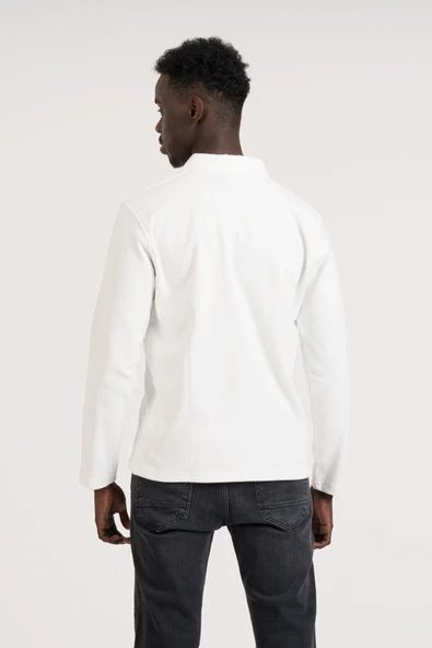 Gömlek Yaka Hafif Armürlü Slimfit Uzun Kol Sweatshirt - 7