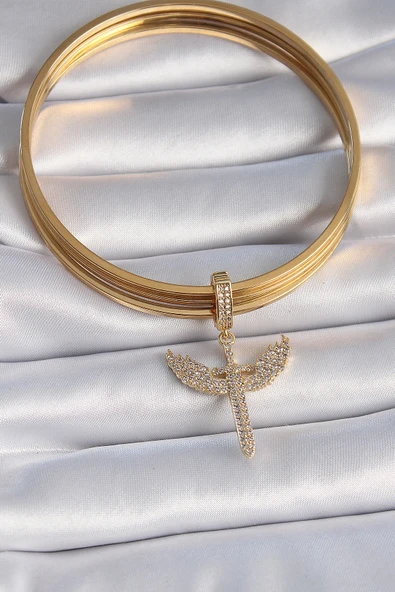 Pirinç Gold Renk Zirkon Taşlı Mikail Model Ajda Charm - TJ-BC1003 - 2