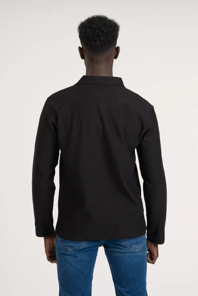 Gömlek Yaka Hafif Armürlü Slimfit Uzun Kol Sweatshirt - 11