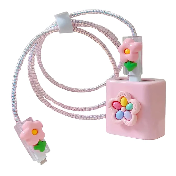 iPhone 18/20W Adaptör Uyumlu Kablo ve Şarj Başlık Koruyucu 4lü Set - 10