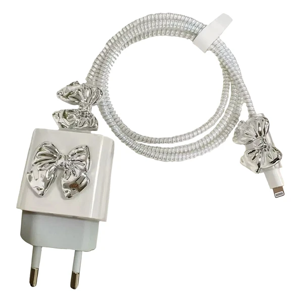 iPhone 18/20W Adaptör Uyumlu Kablo ve Şarj Başlık Koruyucu 4lü Set - 8