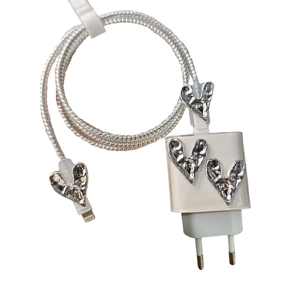 iPhone 18/20W Adaptör Uyumlu Kablo ve Şarj Başlık Koruyucu 4lü Set - 11