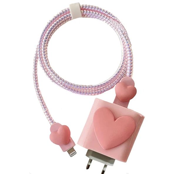 iPhone 18/20W Adaptör Uyumlu Kablo ve Şarj Başlık Koruyucu 4lü Set - 3