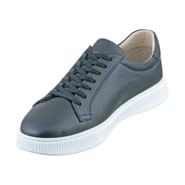 Siyah Baskılı Deri Bağcıklı Erkek Ayakkabı - 4