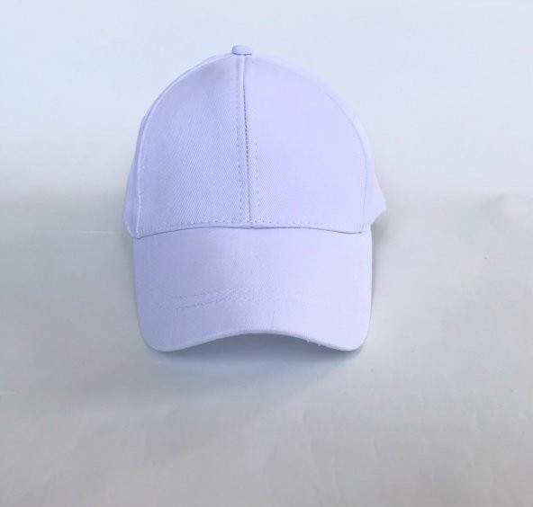 Unisex Beyaz Spor Arkası Cırtlı Ayarlanabilir Şapka 55-60 Cm