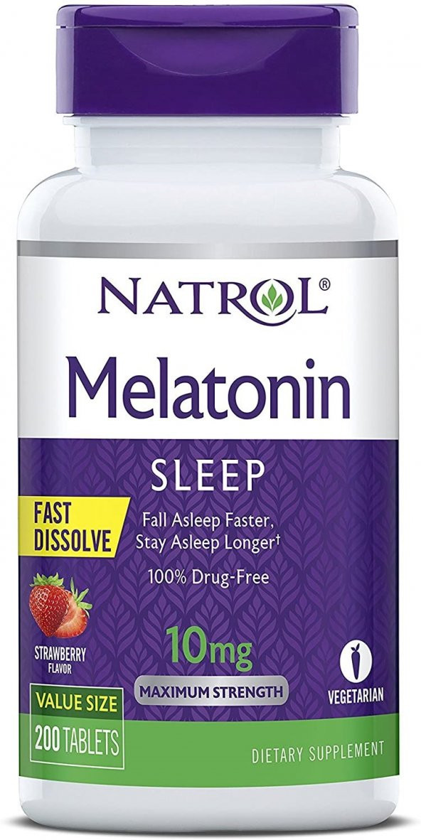 Natrol Melatonin  10 mg 200 Tablet - melatonin,melatonina,sleepaid,sleeptime,uyku düzenleyici,