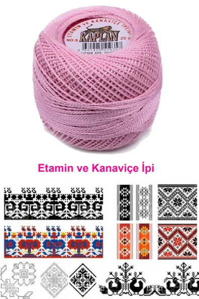 Kaplan Etamin Ve Kanaviçe İpi 8 No Kod/Renk: PUDRA - - Resim 2