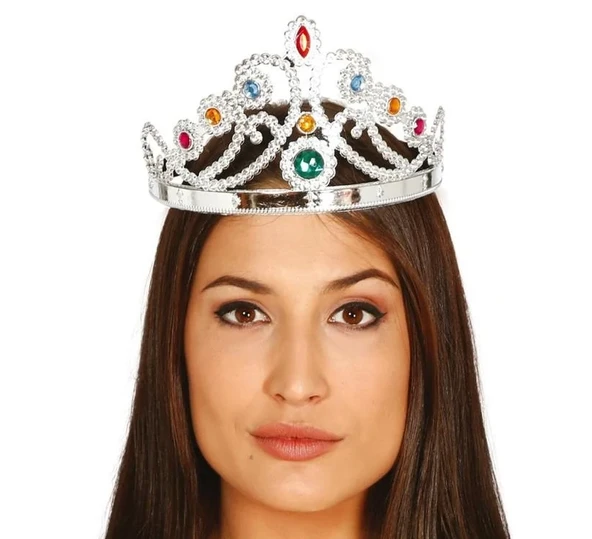 Gümüş Renk Plastik Prenses Tacı Kraliçe Tacı 60 Cm ürün görseli 1