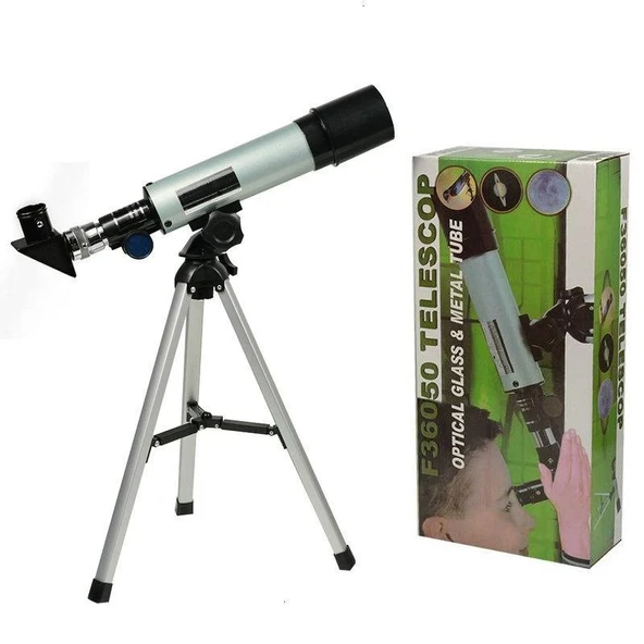 50x360 Mini Teleskop Kara Uzay Teleskobu Aliminyum Gövde Tripodlu - 5
