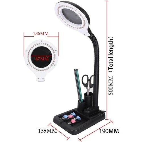 Esnek 5x /10x,40 Led Işıklı Büyüteç ,lamba  Büyüteç Okuma, Çalışma Lehim Masa Lambası A808 - Resim 4