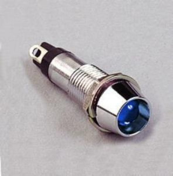 SİNYAL  LAMBASI METAL 24 V Ledli 8mm MAVİ  (MBS-35876)