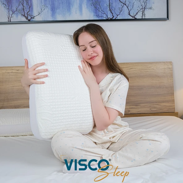 Visco Yastık Ergonomik Yastık Fiore Doğal Viskon Kılıf 65x40x14 cm - 2