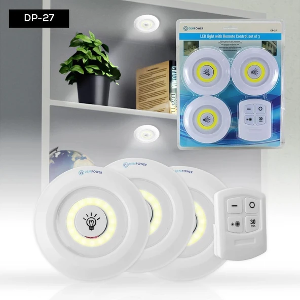 Dempower 3'lü Uzaktan Kumandalı Spot Lamba ürün görseli