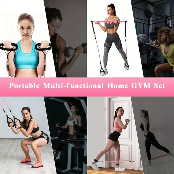 Valkyrie Full Vücut Pilates Bar Seti Egzersiz Çubuğu Ayarlanabilir Evde Onlarcak Farklı Spor Jimnastik Olanağı Kapı Askılı Çantalı - 6