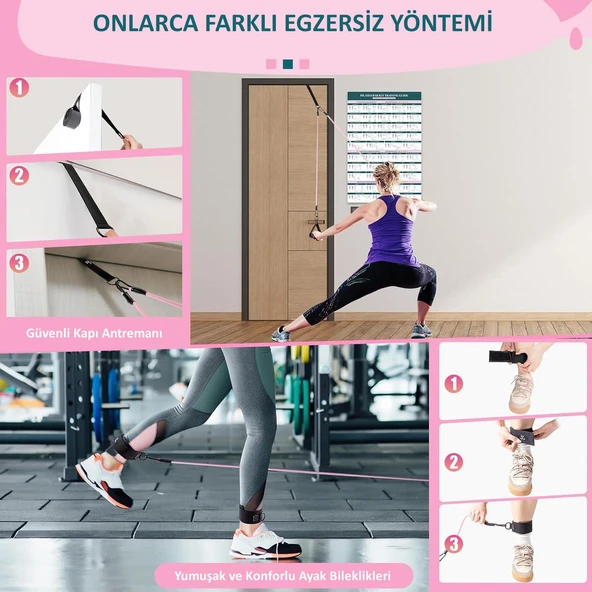 Valkyrie Full Vücut Pilates Bar Seti Egzersiz Çubuğu Ayarlanabilir Evde Onlarcak Farklı Spor Jimnastik Olanağı Kapı Askılı Çantalı - 4