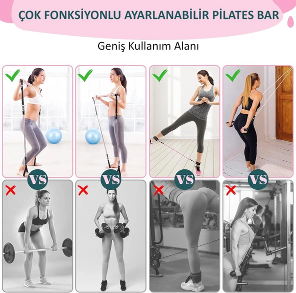 Valkyrie Full Vücut Pilates Bar Seti Egzersiz Çubuğu Ayarlanabilir Evde Onlarcak Farklı Spor Jimnastik Olanağı Kapı Askılı Çantalı - 2