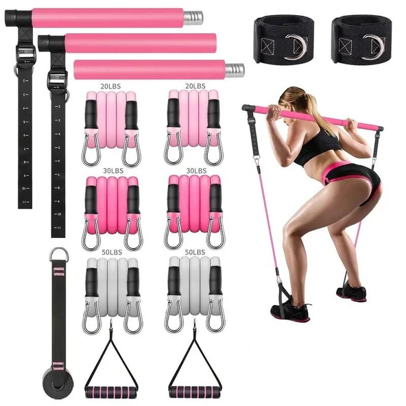 Valkyrie Full Vücut Pilates Bar Seti Egzersiz Çubuğu Ayarlanabilir Evde Onlarcak Farklı Spor Jimnastik Olanağı Kapı Askılı Çantalı - 5