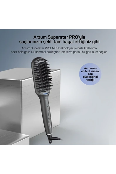 Arzum AR5071 Trendcare Antrasit Saç Düzleştirici Fırça - 8