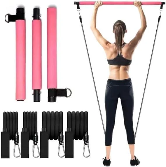 Valkyrie 4 Lastikli 1. Kalite Pilates Bar Egzersiz Çubuğu Ayarlanabilir Zorluk Evde Spor Squat Kademeli Çantalı Kolay Kurulum - 3