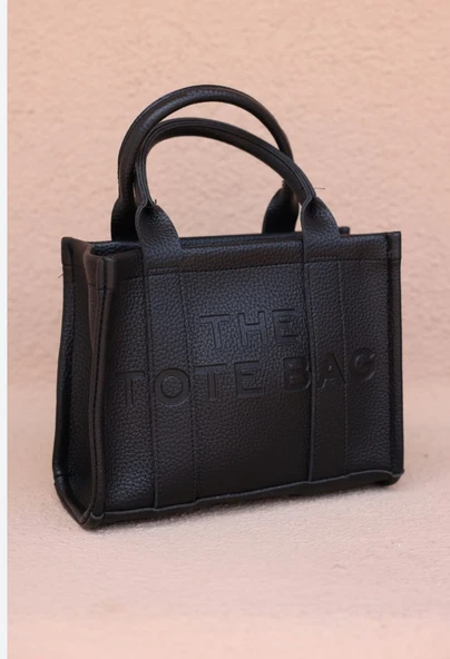 SİYAH 25*18 Orta Boy Vegan Deri El ve Omuz Çantası - 2