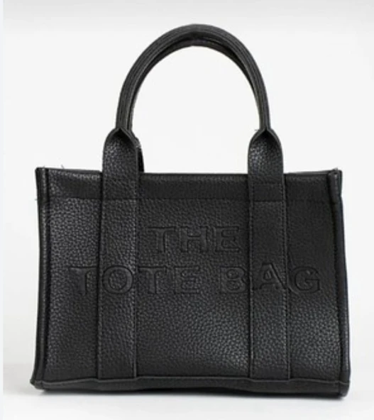 SİYAH 25*18 Orta Boy Vegan Deri El ve Omuz Çantası - 3