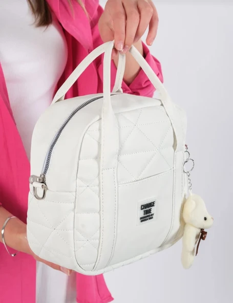 BEYAZ KADIN KAPİTONE KOL VE OMUZ ÇANASI AYICIK ANAHTARLIK HEDİYELİ - 3