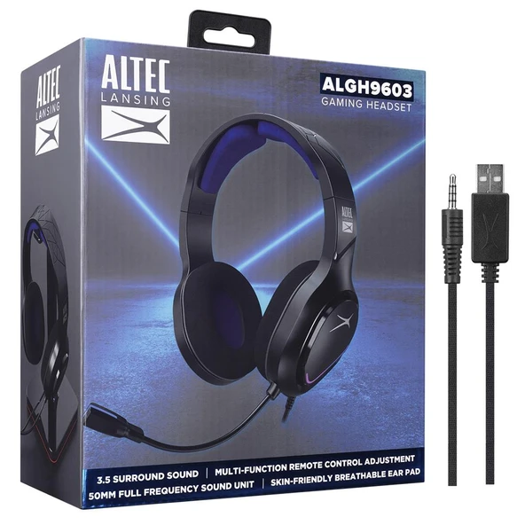 Altec Lansing Siyah PS4-XBOX-Mobil Uyumlu USB+3.5mm Mavi Ledli Gaming Mikrofonlu Kulaklık - 2