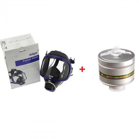 Drager X-Plore 6300 Tam Yüz Maskesi + A2B2E2K1 6738802 Filtre - 2