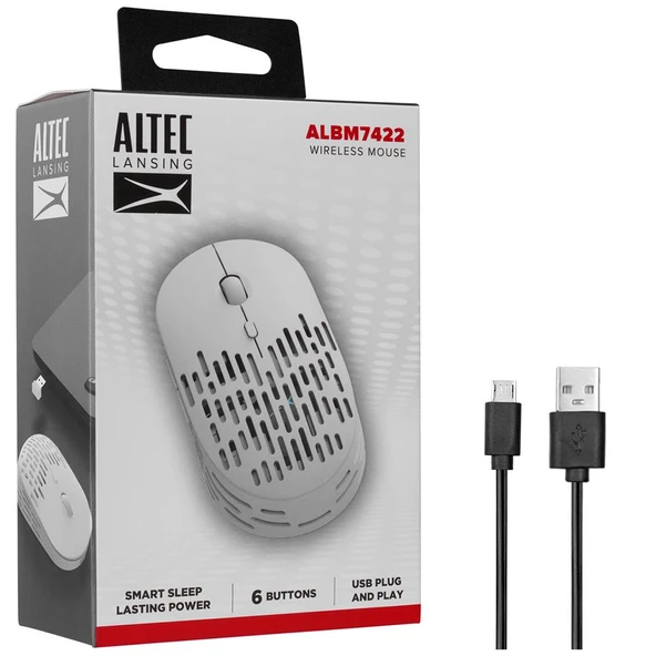 Altec Lansing Beyaz 2.4GHz Şarj Edilebilir Tek Renkli 1600DPI Optik Kablosuz Mouse - 2
