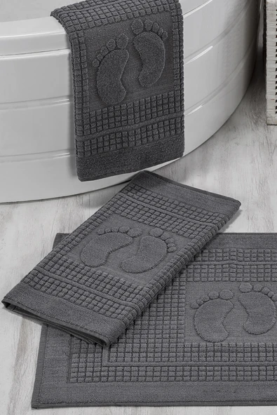 Upstyle 3'lü %100 Pamuk Ayak Havlusu Seti Antrasit Yumuşak Dayanıklı ve Emici