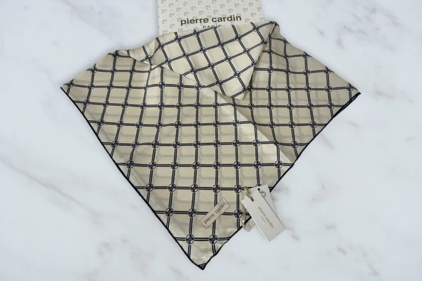 %100 İpek (Silk) Crepe Saten Eşarp - Krem- 8902230-324 - 1