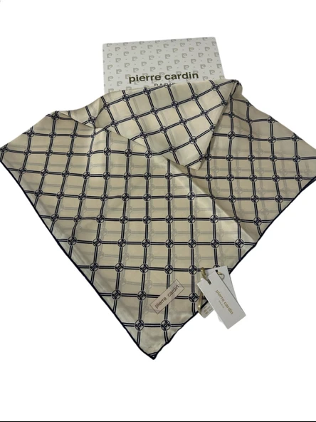 %100 İpek (Silk) Crepe Saten Eşarp - Krem- 8902230-324 - 2