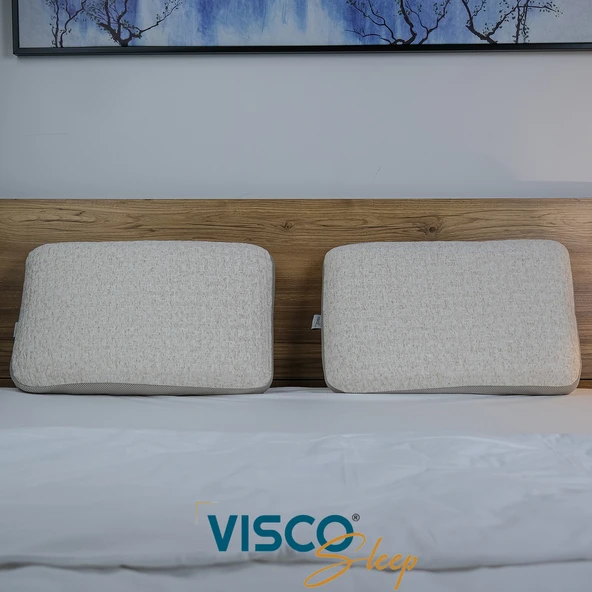 Visco Yastık Klasik Yüksek Yastık Ergonomik Yastık Fiore Doğal Keten Kılıflı Yastık 65x40x14 cm - 3