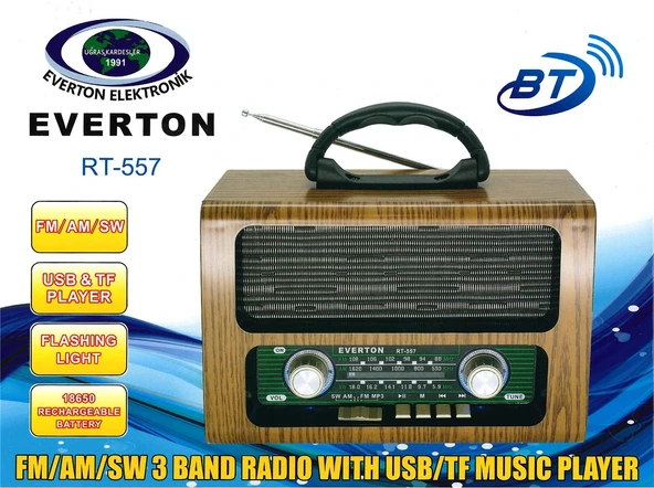 Everton Bluetooth Fm-Usb-Tf-Aux  Şarjlı Nostaljik Radyo ürün görseli