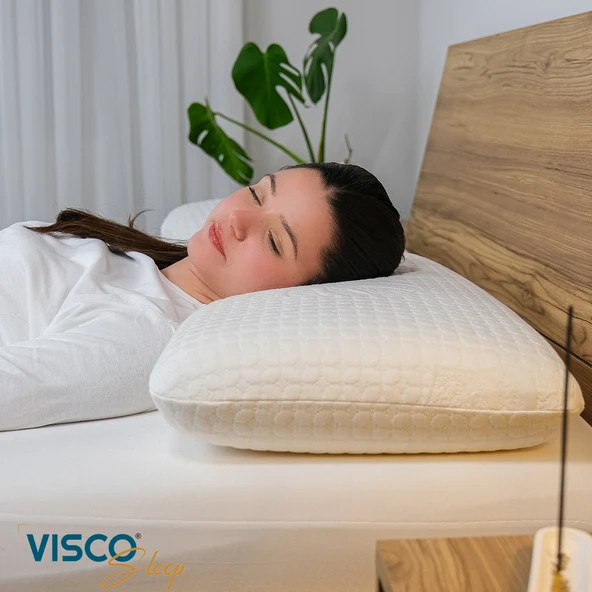Visco Yastık Uzun Klasik Yastık Norma Doğal Viskon Kılıflı Ergonomik Yastık 80x40x12 cm - 4
