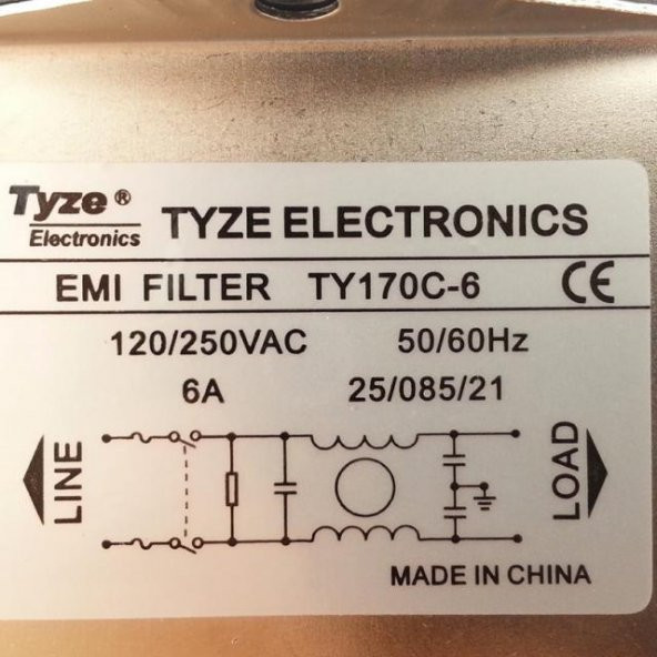 Şebeke Filtresi, Anahtarlı 220V/6A TY170C-6